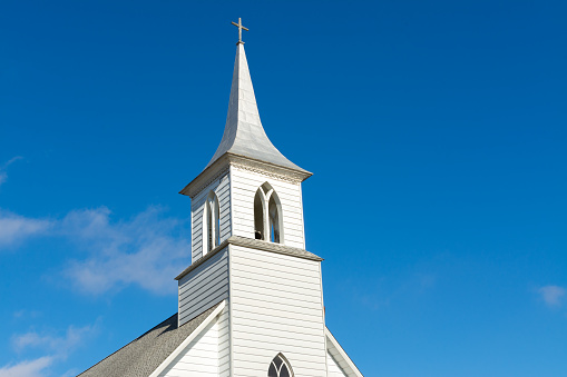 Beautiful wooden church in small Midwest town.  Putnam County, Illinois, USA