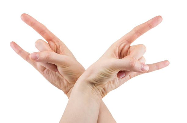 istock hand with a rock and roll sign, rock music isolated on white 1199743912