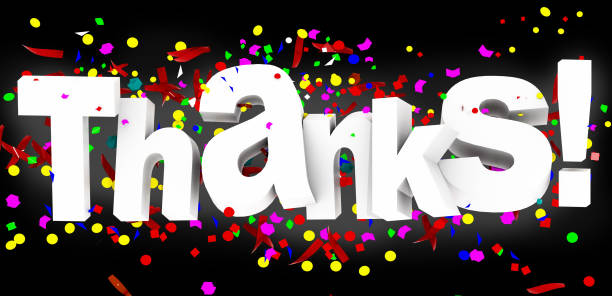 thanks confeti  in mnay colors text word in white background - 3d rendering