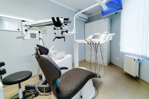 istock Modern dentistry office interior with chair and tools. 1199751105