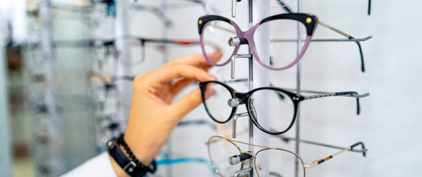 istock Row of glasses at an opticians. 1199751805