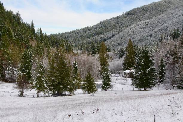 istock Fresh Snow Over A Rural Valley 1199758374
