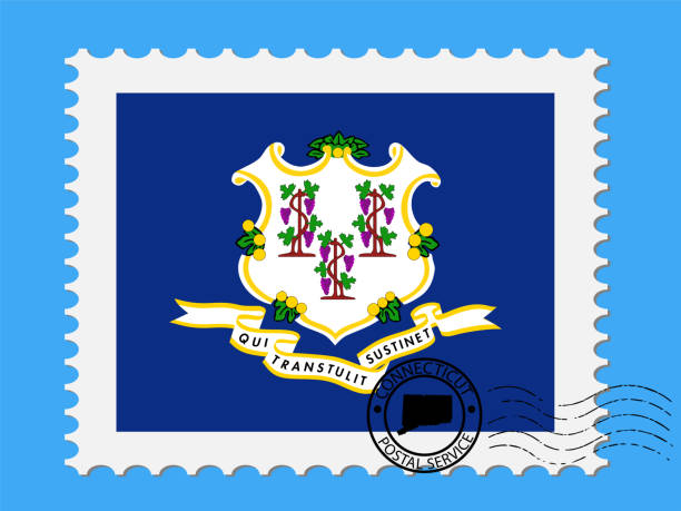 U.S. state of Connecticut Flag with Postage Stamp Vector illustration Eps 10 U.S. state of Connecticut Flag with Postage Stamp Vector illustration Eps 10. connecticut stock illustrations