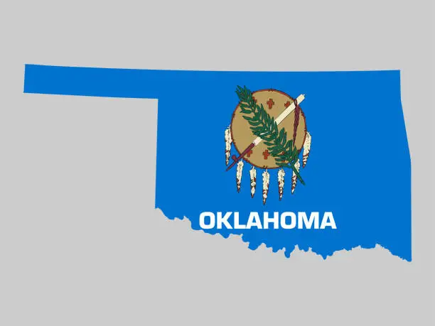 Vector illustration of U.S. state of Oklahoma Map Flag Vector illustration Eps 10