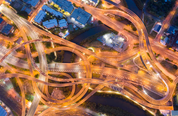 Highway Junction Intersection and Railroad Tracks, Brisbane, Australia
