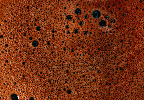 close up kaffeeschaum - coffee nobody macro directly above stock-fotos und bilder