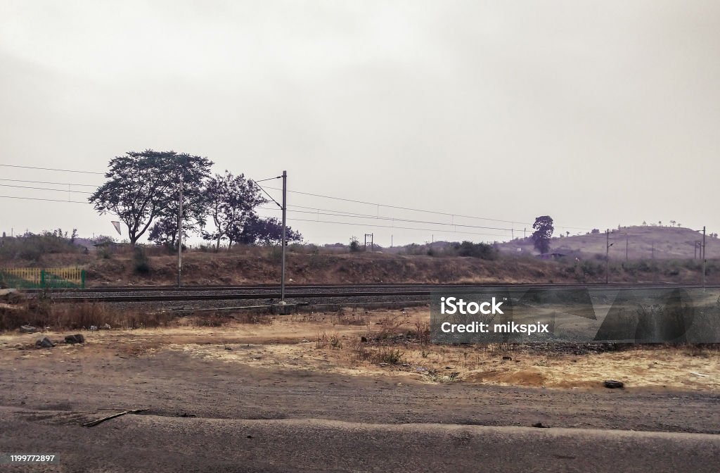 RUNNING TRAIN IN NON TROPICAL PLACE OF INDIA Asia Stock Photo