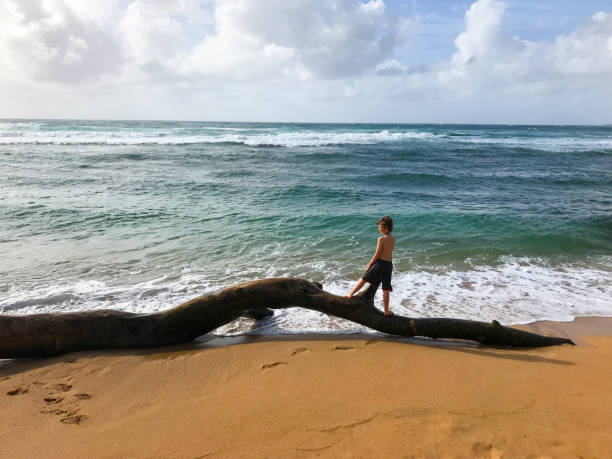 istock Child plays on a. beautiful island beach 1199773790