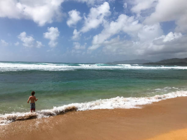 istock Child plays on a. beautiful island beach 1199773795