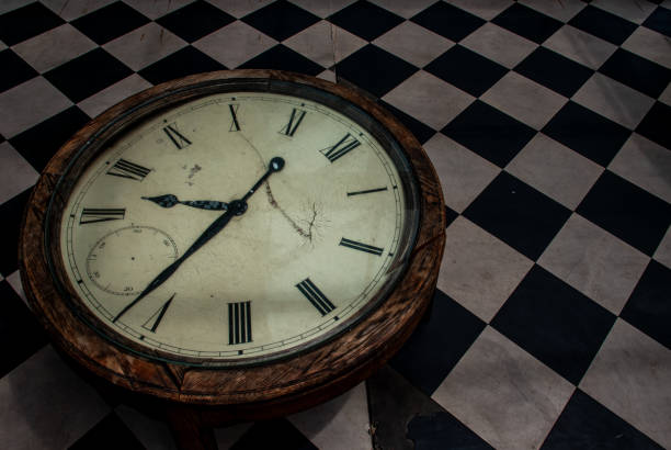 Old antique clock, Concept of time, Retro style, Vintage clock background, copy space.