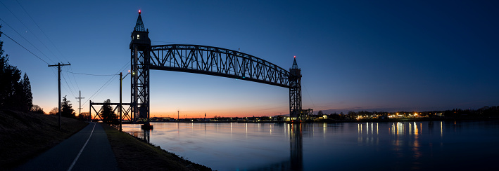 Long exposure night photography from the bank of Cape Cod Canal