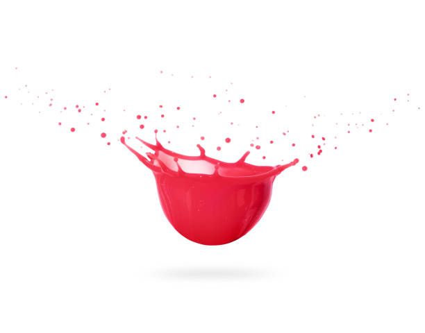 istock Splashes of crimson juice isolated on white background 1199777585