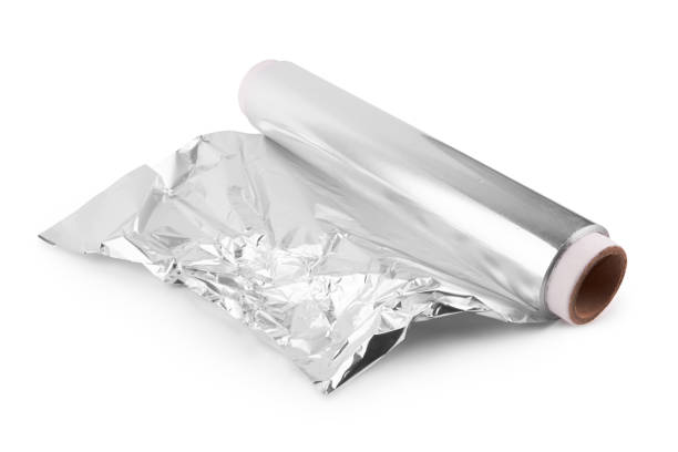 алюминиевая фольга на белом - rolled up foil paper gray стоковые фото и изображения