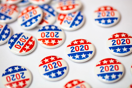 A 2020 voting badge.