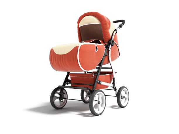 istock New orange stroller for child, all season 3d render on white background with shadow 1199781735