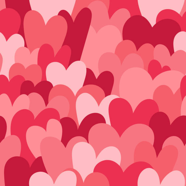 A seamless pattern of a hand drawn pile of hearts. EPS10 vector illustration, global colors, easy to edit.
