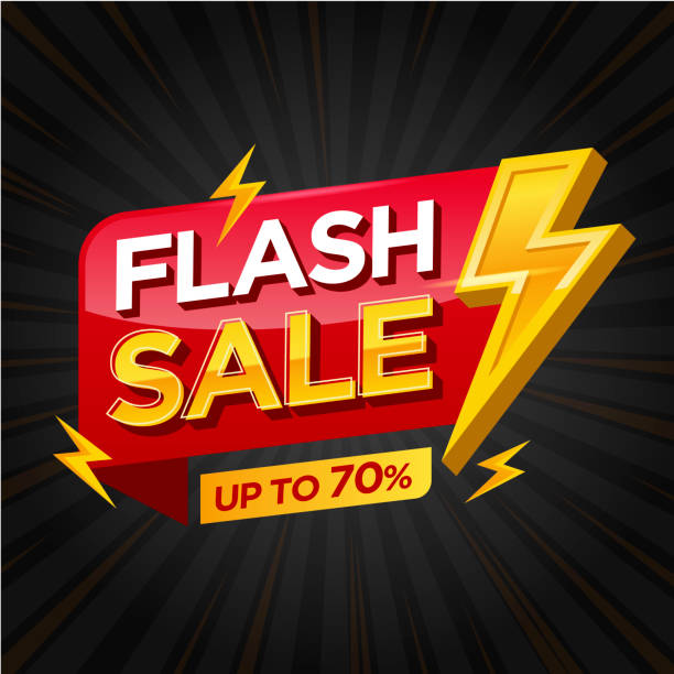 illustrations, cliparts, dessins animés et icônes de illustration de vecteur de modèle de modèle de bannière de vente de flash - percentage sign flash