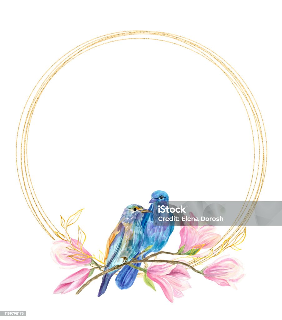 Thẻ Hoàn Thành Với Hình Ảnh Hai Con Chim Ngồi Trên Cành Hoa Mộc ...