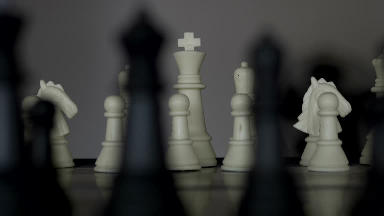 Panning shot of a chess board