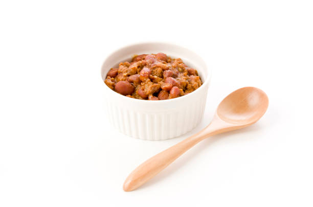 istock Chili con carne in a casserole on white background 1199801617