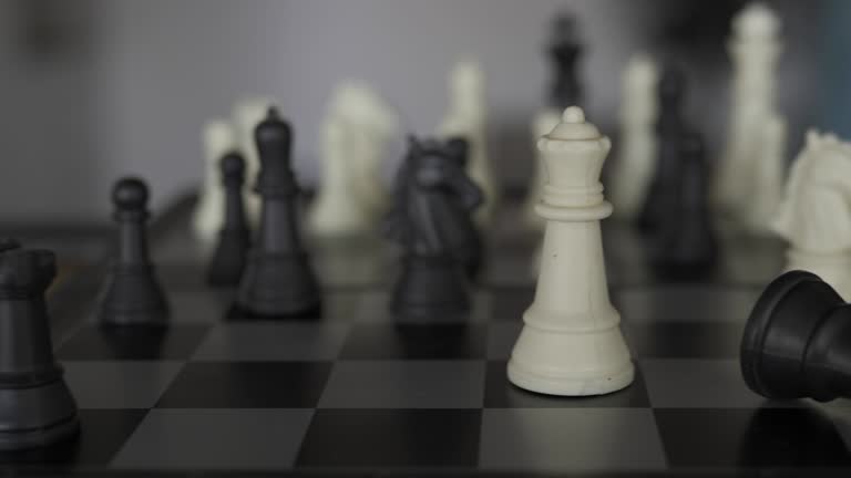 Panning shot of a chess board