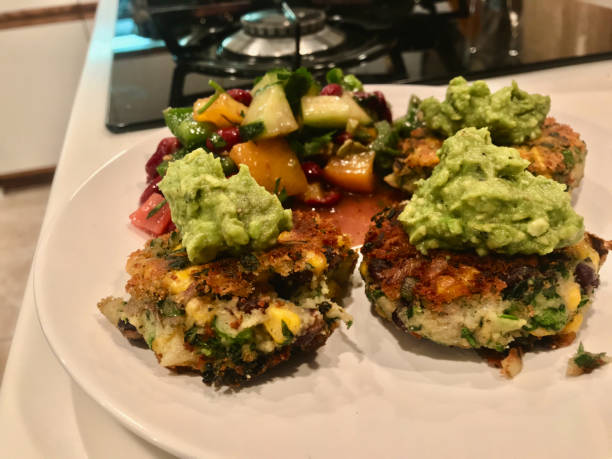 istock Corn and Black Bean Pan Fried Vegan Organic Fritters 1199805648