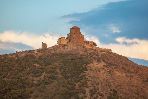 View of Jvari Monastery near Mtskheta. UNESCO world heritage in Georgia. Travel.