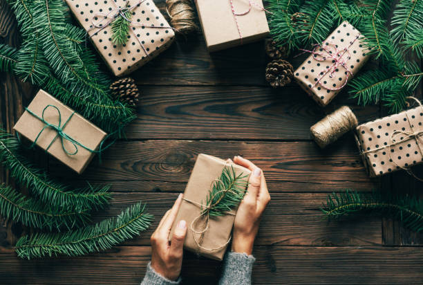 istock Cute Christmas flat lay. Festive concept. 1199807436