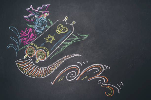 羅什哈納的概念。傳統符號。猶太新年假期。複製空間 - yom kippur 個照片及圖片檔