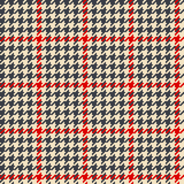 иллюстрация тканой ткани с чек-узором - houndstooth pattern geometric shape textile stock illustrations