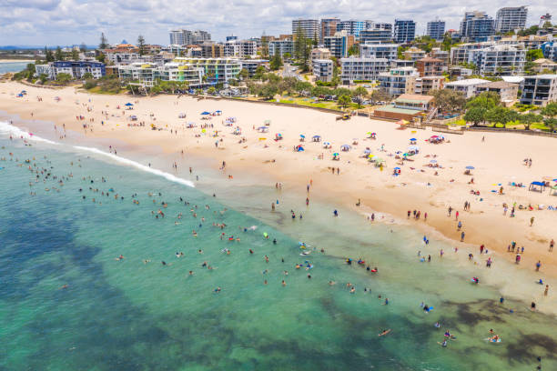 Kings Beach, Sunshine Coast, Queensland, Australia stock photo