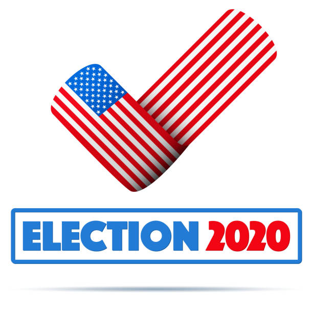 Symbol of USA Election 2020 Symbol of USA Election 2020. Check mark symbol in the form of American flag. Editable Vector illustration Isolated on white background. american flag house stock illustrations