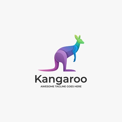 Vector Illustration Kangaroo Gradient Colorful.