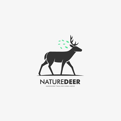 Vector  Illustration Nature Deer Silhouette.