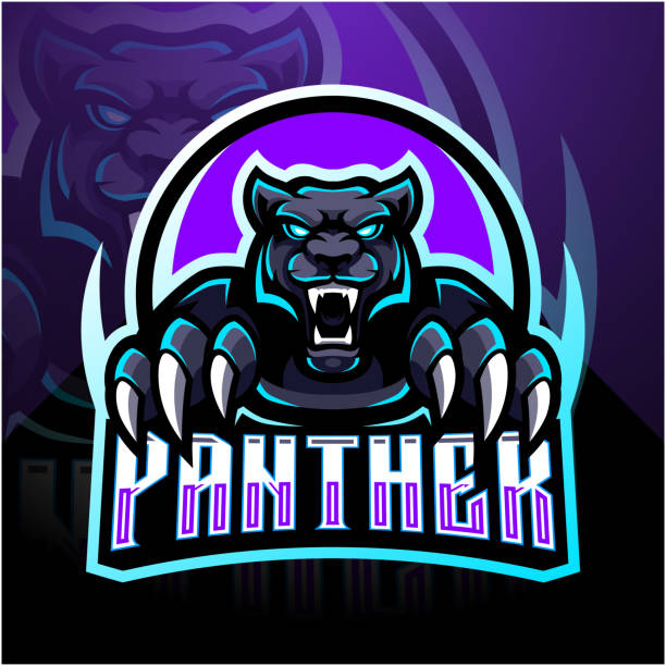 panther esport maskotka logo projekt - tiger lion leopard cartoon stock illustrations