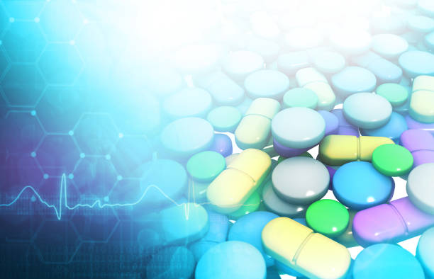 istock Medicine tablet with medical background 1199837043