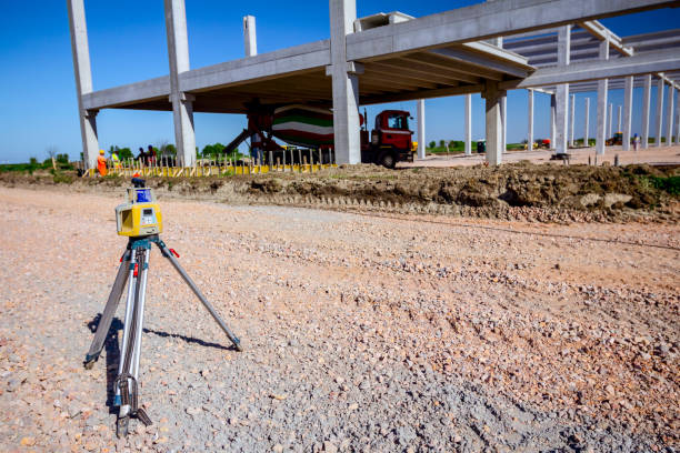 istock Modern device makes topographic measurements with laser, total center on trip 1199842498