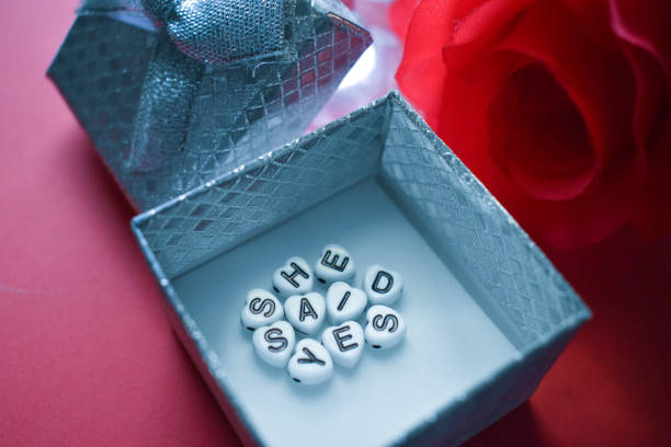 She said yes letter in box next to a red rose
