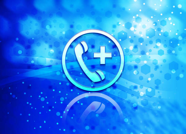 Emergency call icon abstract light cyan blue hexagon pattern background Emergency call icon isolated on abstract light cyan blue hexagon pattern background 999 call center stock illustrations
