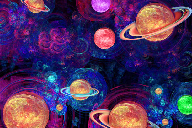istock Scientific 3D illustration of outer space - Planets, stars and galaxies in outer space. 1199848520
