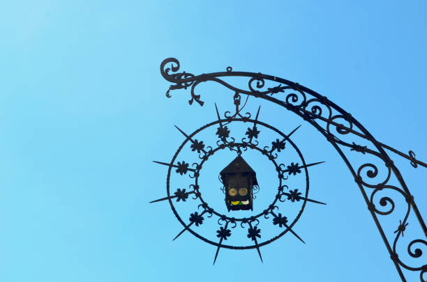 Close-up of Art Nouveau wrought iron work, inspired by plant-life, on the exterior wall of the Brasserie Excelsior building from the year 1910, located at Rue Mazagran in Nancy, France.