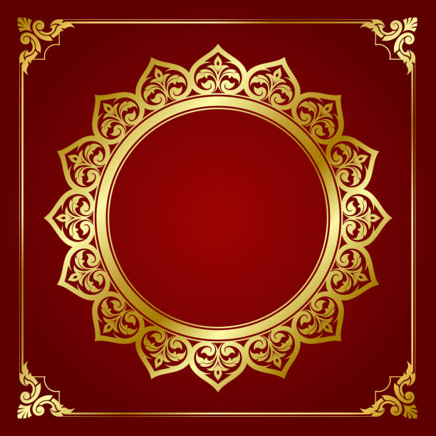 ilustrações, clipart, desenhos animados e ícones de vector linha decorativa quadro de arte tailandesa para modelo de design. - filigree gold leaf frame backgrounds