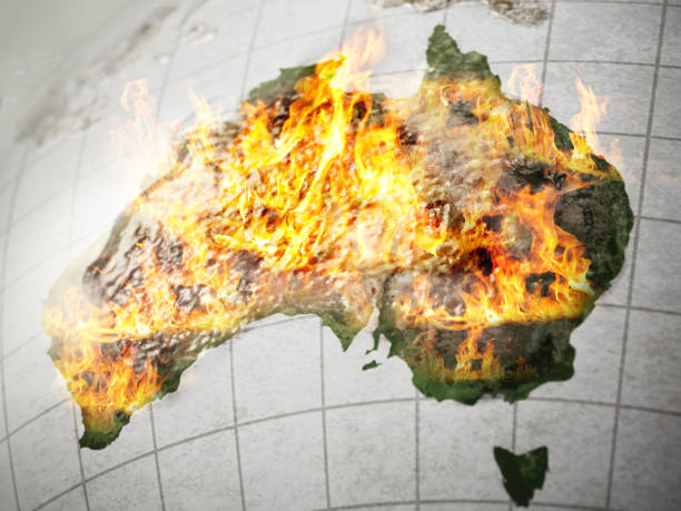 istock Flames and fires on Australia continent 1199860352