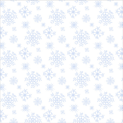 istock Light blue snowflakes seamless pattern on white background 1199863207