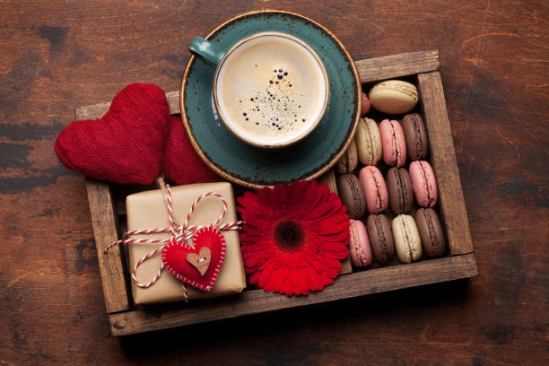 istock Valentines day card with gift, cookies and coffee cup 1199865563