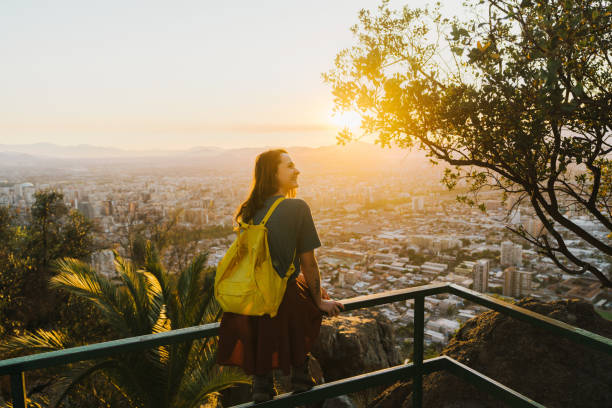 istock Woman in Santiago at sunset 1199866792