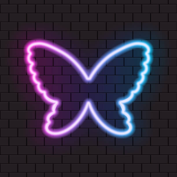 バナーやサインのための蝶の形のネオンフレーム。 - neon light点のイラスト素材／クリップアート素材／マンガ素材／アイコン素材
