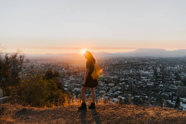istock Woman in Santiago at sunset 1199869899