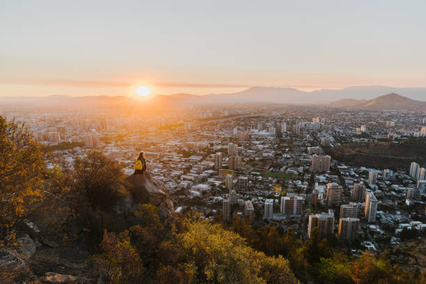 istock Woman in Santiago at sunset 1199869900