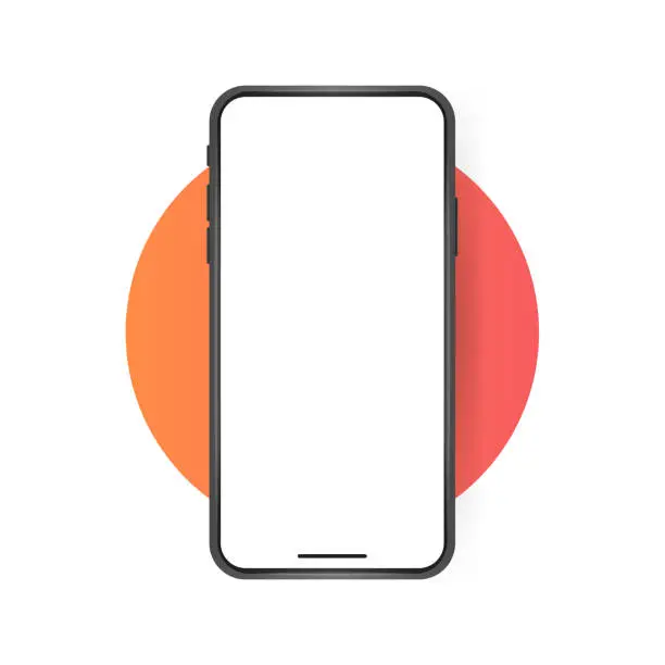 Vector illustration of Smartphone blank screen, phone mockup. Template for infographics or presentation UI design interface